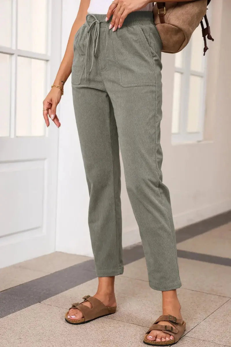 Comfortable Drawstring Straight Pants with Pockets - Love Salve